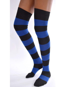 Jambières coton rayées Noires et bleues