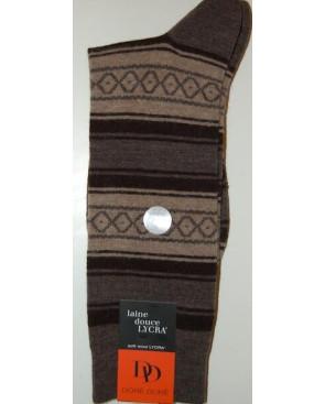  Chaussettes En laine Angora Homme losanges beige et marron