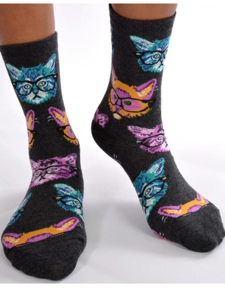 Chaussettes chats délire binocles