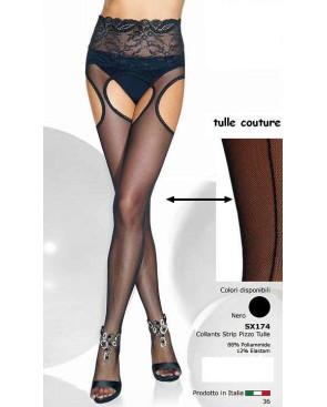 Collant Ouvert en tulle et dentelle Sx174