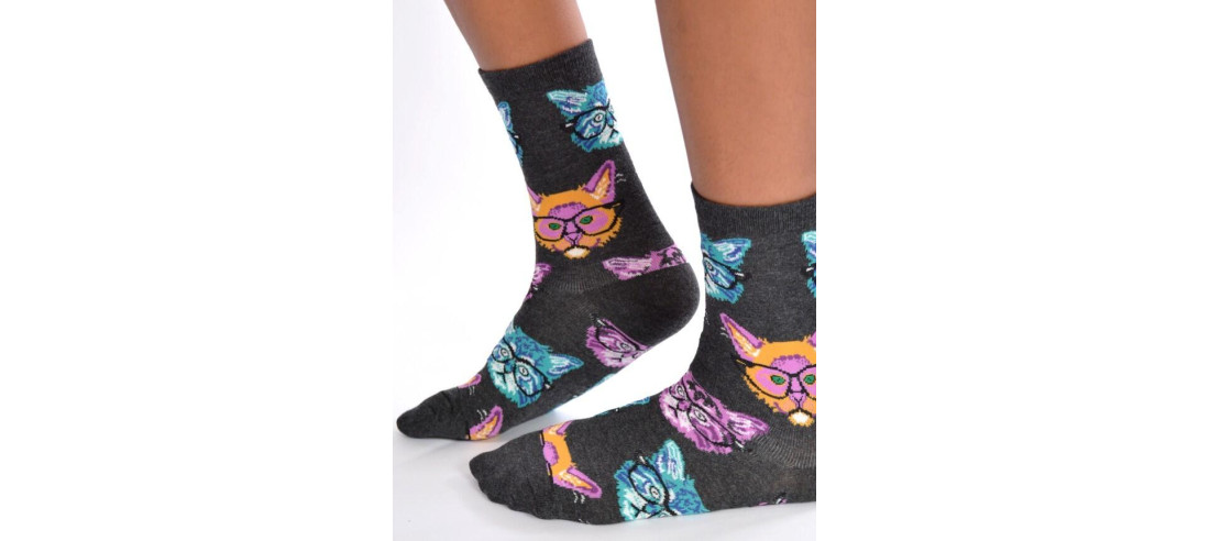 Chaussettes chats délire binocles