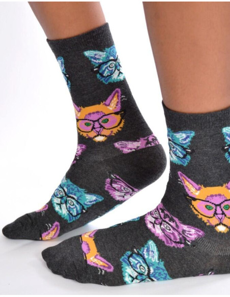 Chaussettes chats délire binocles