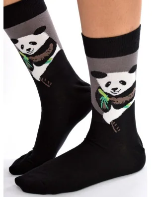 Chaussettes grises pandas