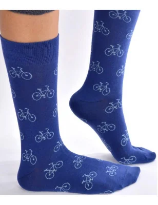 Chaussettes bleues vélos pop art