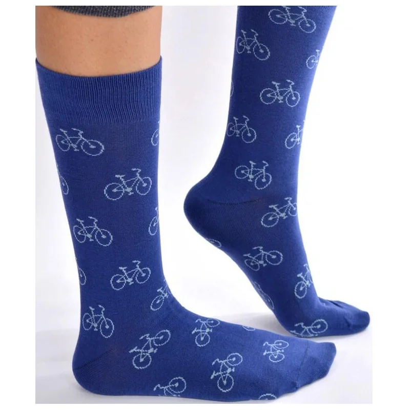 Chaussettes bleues vélos pop art