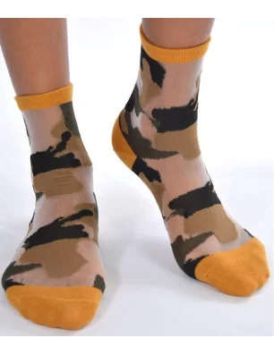 Chaussettes sensuel camouflage chic moutarde