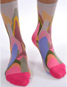 chaussettes Abstraite Psyché-délire rose bleu