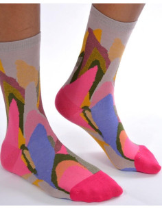 chaussettes Abstraite Psyché-délire rose bleu 2