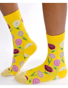 Chaussettes  jaunes  Fleuries