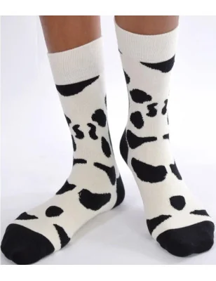 Chaussettes blanches taches noires de vache