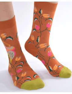 Chaussettes Ocre Fleuri