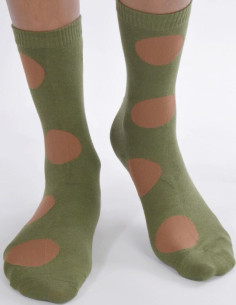 Cahussettes kakis à Pois