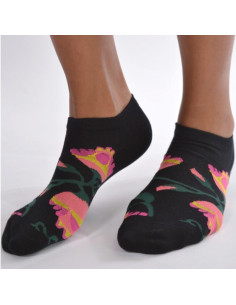 Socquettes Noires Orchidées