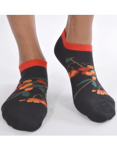 Socquettes noir massif fleuris