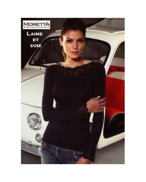 Chemise laine et soie col Dentelle