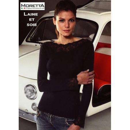 Chemise laine et soie col Dentelle