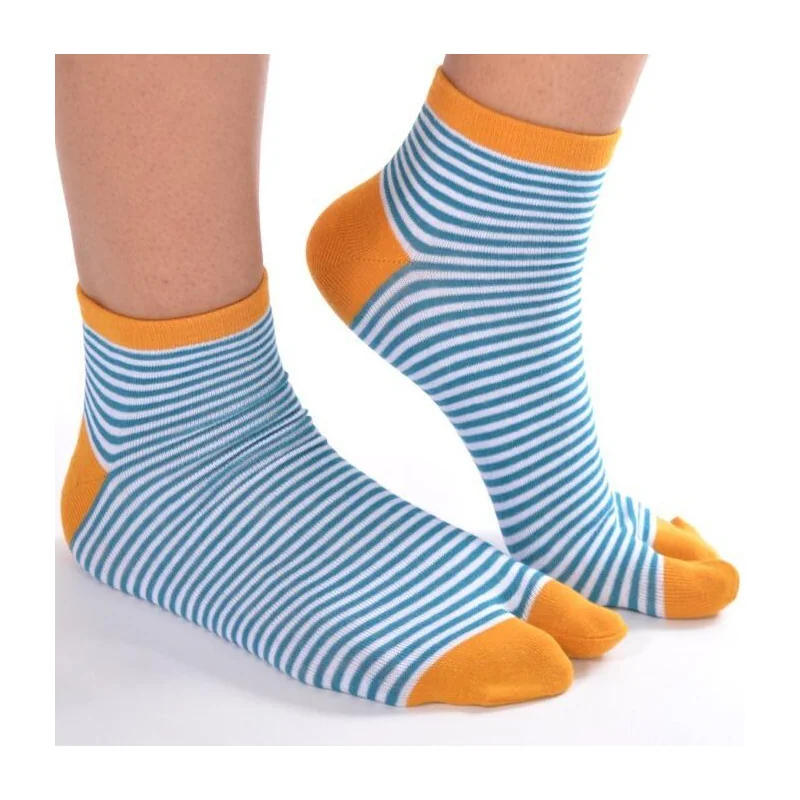 Chaussettes ninjas fines rayures turquoise