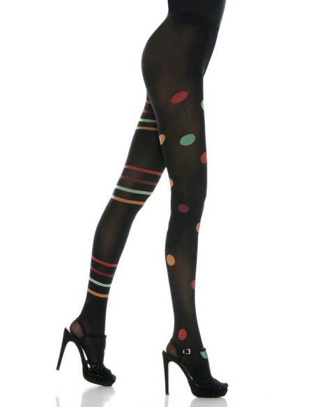 collant opaque asymétriques rayures et pois