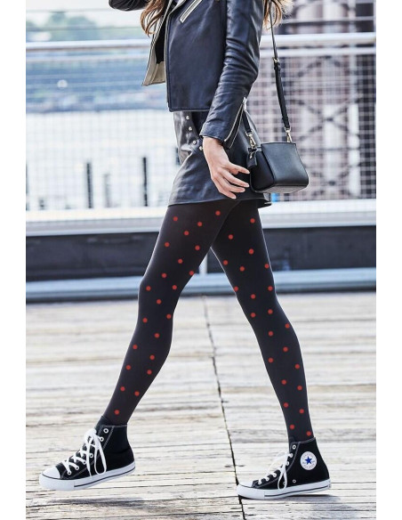 Collant chic petits pois rouges