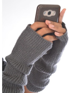 Les Petits Caprices Femme Mitaines laine à cotes classique 2