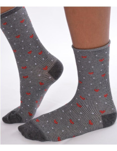 chaussettes bord roulée carreaux coeurs jeans 2