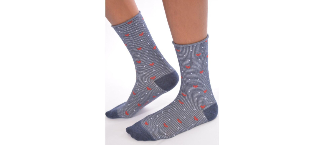 Chaussettes fantaisie non comprimantes cours plumetis jeans