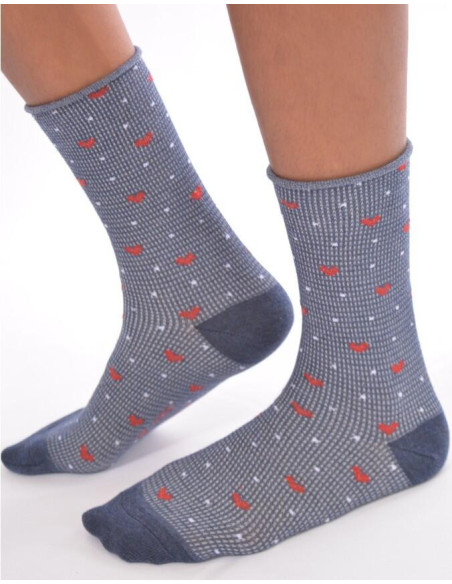 Chaussettes fantaisie non comprimantes cours plumetis jeans