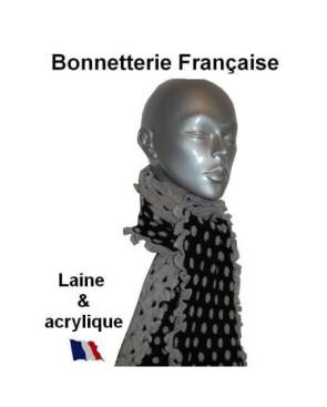 Echarpe laine Pois Noir Gris