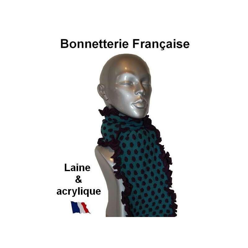 Echarpe en laine canard pois Bleus