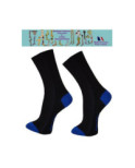 Chaussettes noires homme fil Bi colores bleues