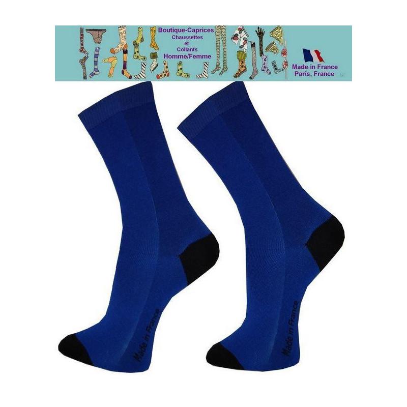 Chaussettes bleues homme fil Bi colores noires
