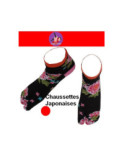 Chaussettes japonaise femme fleurs orange