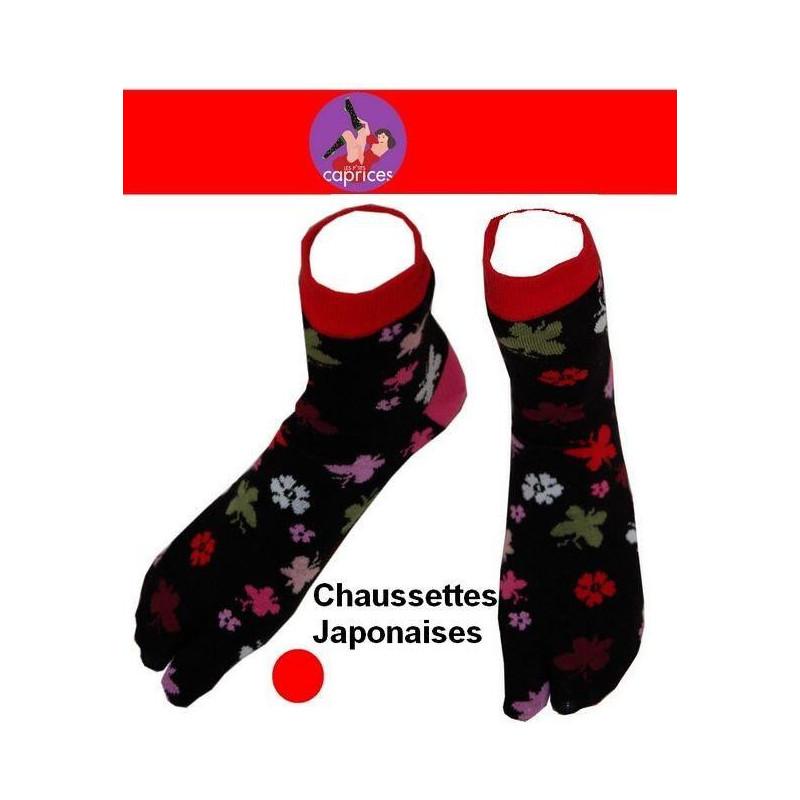 Chaussettes Japonaise Femme fleurs et trefles
