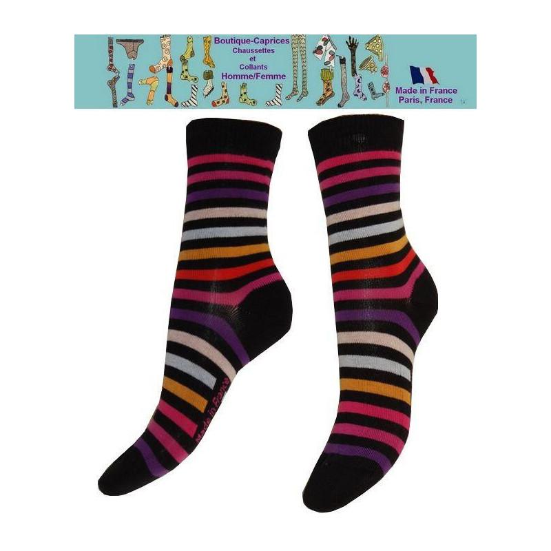 Chaussettes Femme les Petits Caprices rayures roses