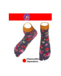 Chaussettes japonaises Coton grises à fleurs