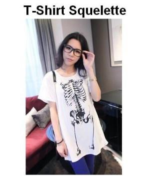T-Shirt Halloween Squelette Blanc