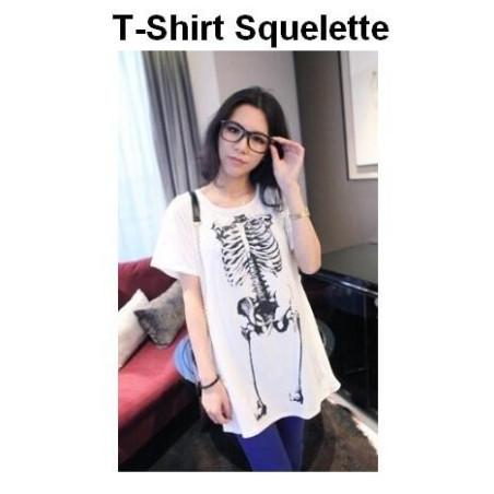 T-Shirt Halloween Squelette Blanc