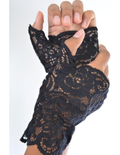 Mitaines Dentelle chics noires 2