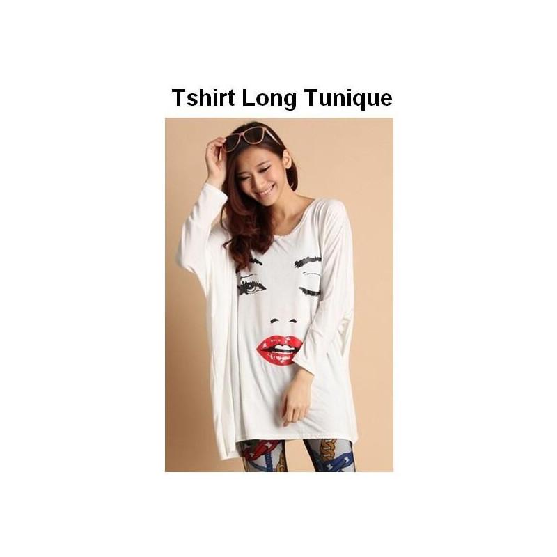 T-shirt tunique clin d'oeil Blanc