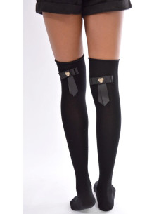 Jambière noire ruban chic et bijoux 2