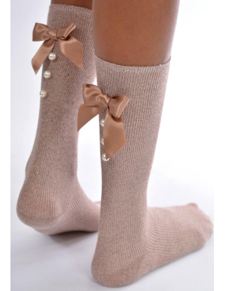 Chaussettes dorées perles chics