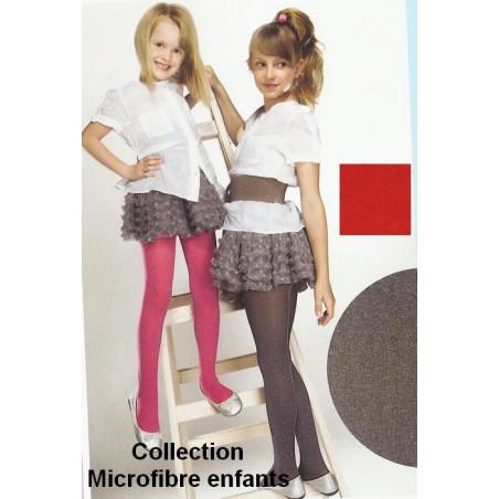 Collant Enfant Microfibre Tendance Gris Rose et rouge