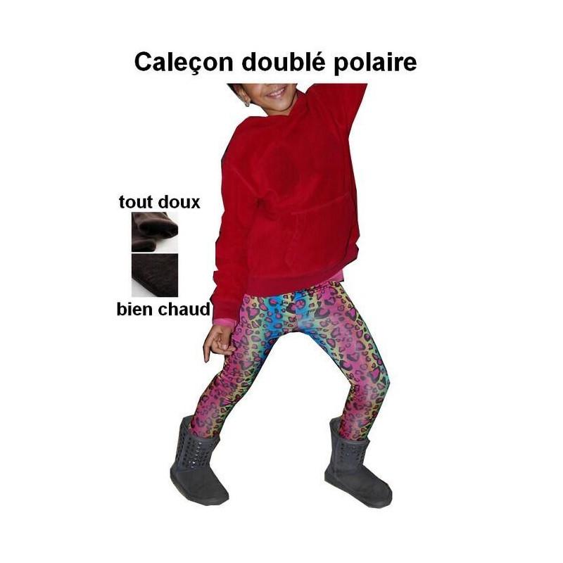  Caleçon enfant doublé polaire léopard psychédélique