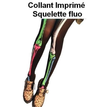 Collant imprimé squelette fluo