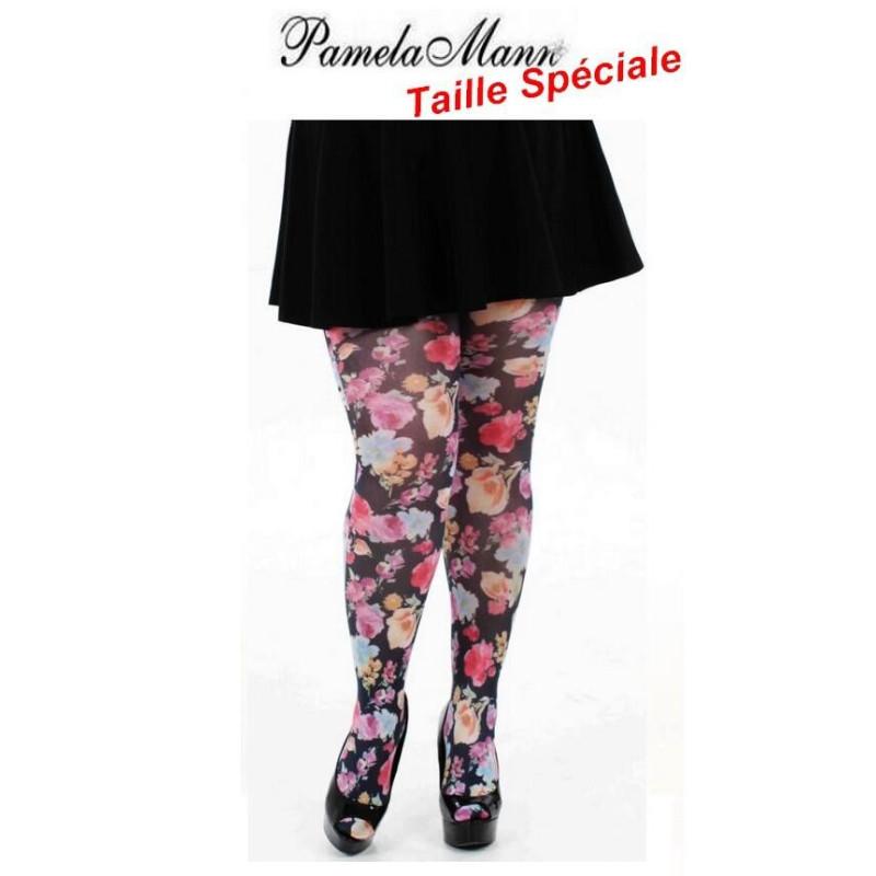 collant Pamela Man  taille spéciale pretty flowers