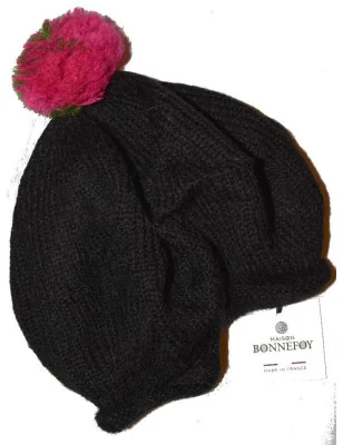 Bonnet en laine mohair Bonnefoy noir