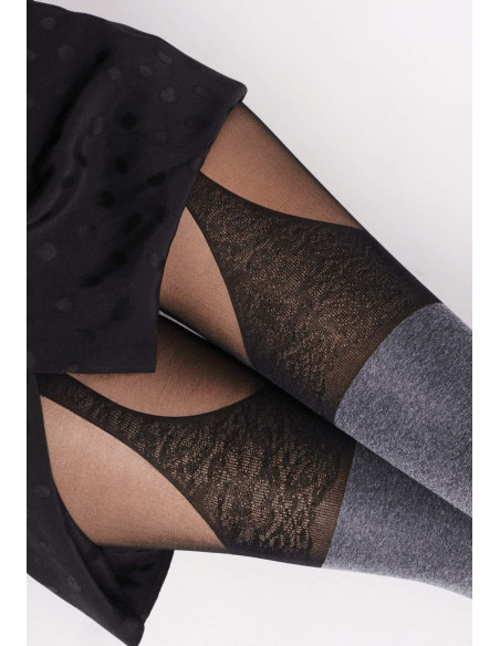 collant trompe l'oeil gris chiné