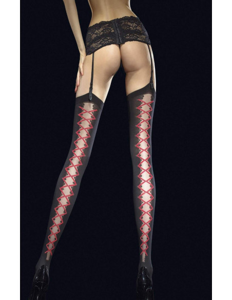 Fiore Bas porte jaretelle Fiore Laçage trompe l oeil