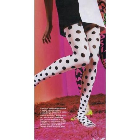 Collant Emilio Cavallini blanc pois noirs