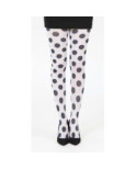 Collant Emilio Cavallini blanc pois noirs